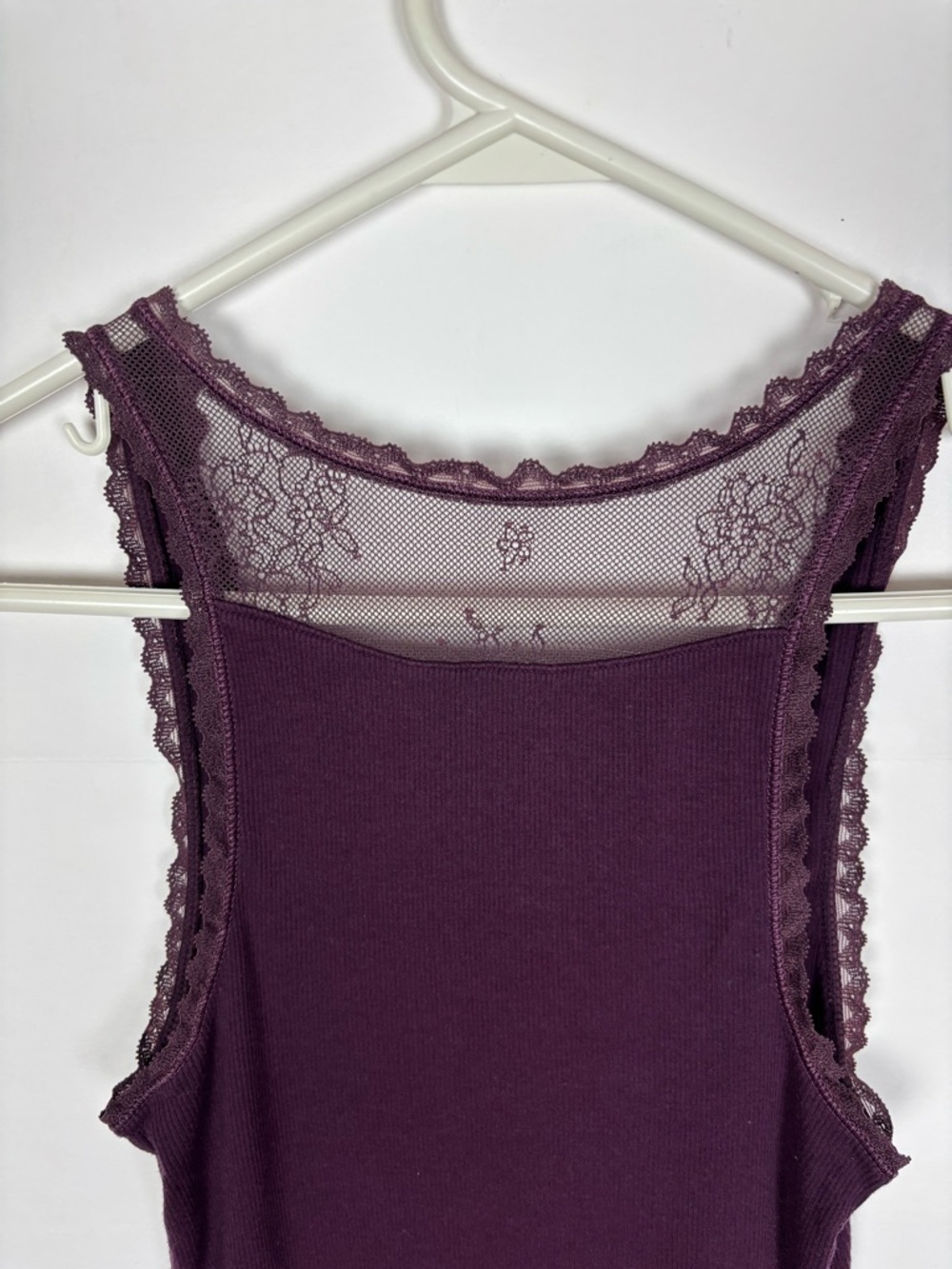 Vintage Y2K American Eagle Tank Top Size Small Purple Lace Coquette Ribbed - Picture 4 of 9